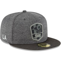 Men's Los Angeles Rams New Era Heather Gray/Heather Black 2018 NFL Sideline Road Black 59FIFTY Fitted Hat 3058445